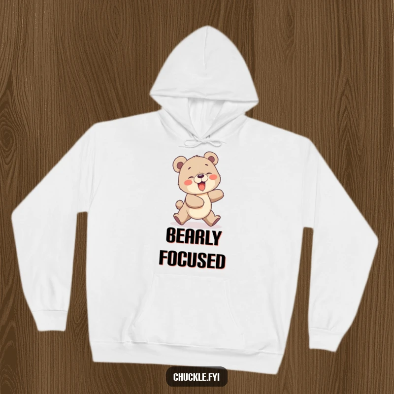 Funny Bear Cub Hoodie: A giggling bear cub hilariously chasing its own tail, offering warmth and humor.