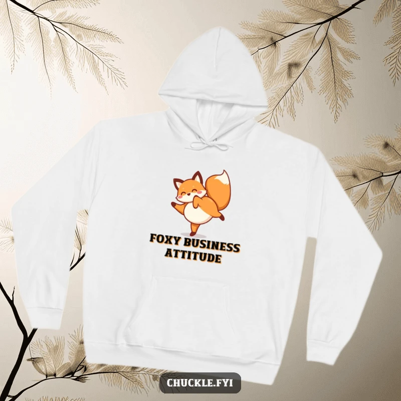 Funny fox hoodie featuring a playful fox doing a happy cartwheel, showing boundless enthusiasm and a wagging tail.