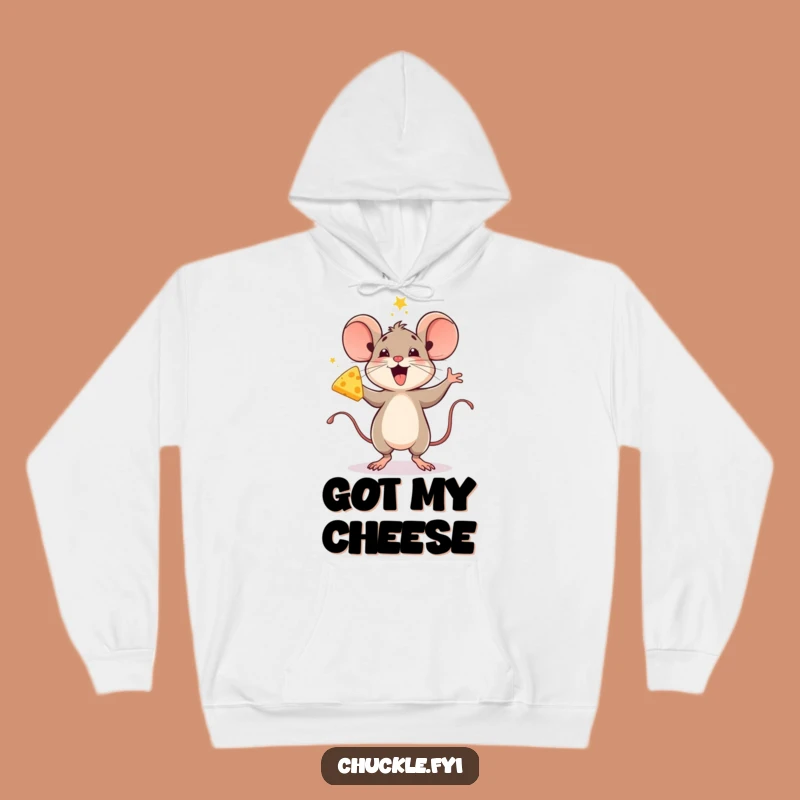 Funny Mouse Celebrating Cheese Hoodie - Cozy & Cheerful Celebration Wear
