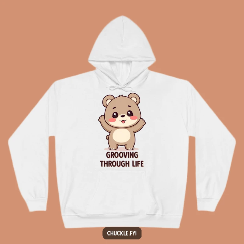 Funny Bear Cub Dance Hoodie - Cozy Sparkling Eyes, Bouncy Cub, Warm Funny Gift