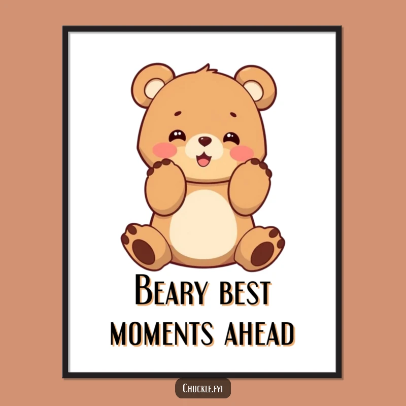 Free Printable Wall Art: Cheerful Bear Cub Clapping, Hilarious Downloadable Art!