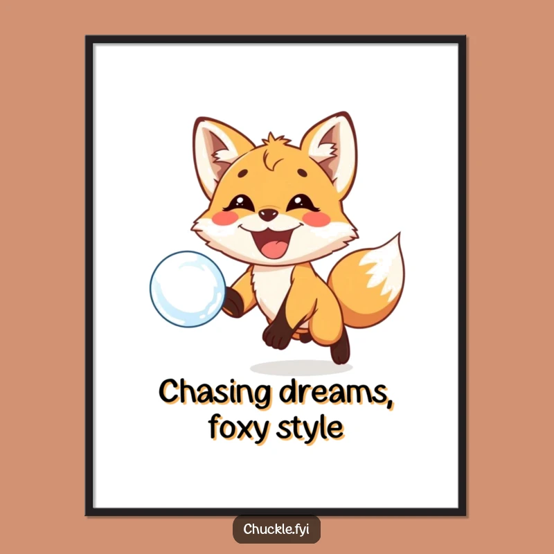 Free Printable Fox Cub Art - Playful Bubble Chase, Downloadable Decor for Fun