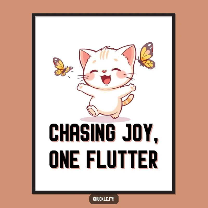Cute Kitten Wall Art: Free Printable Downloadable Art of Cat & Butterfly
