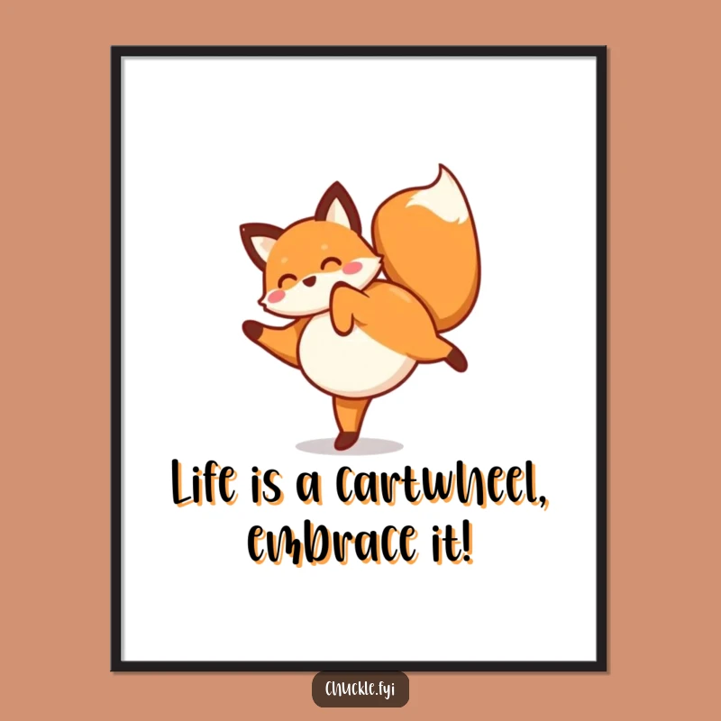 Free Printable Fox Art: Hilarious Cartwheel Dancer! Fun Downloadable Wall Art for Instant Cheer!