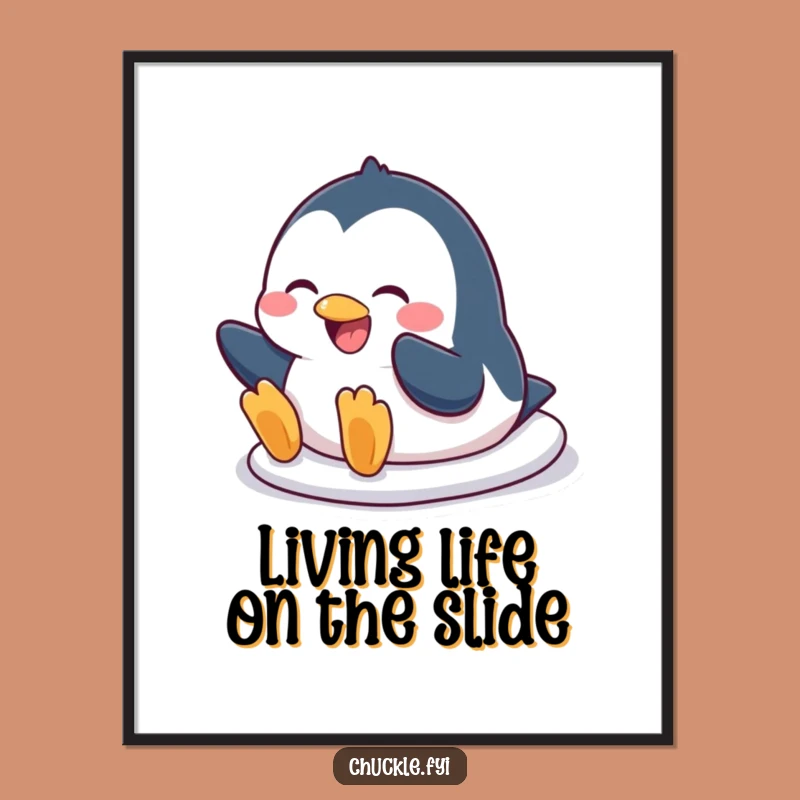 Free Printable Penguin Slide Wall Art: Hilarious Penguin Downloadable Decor for a Laugh!