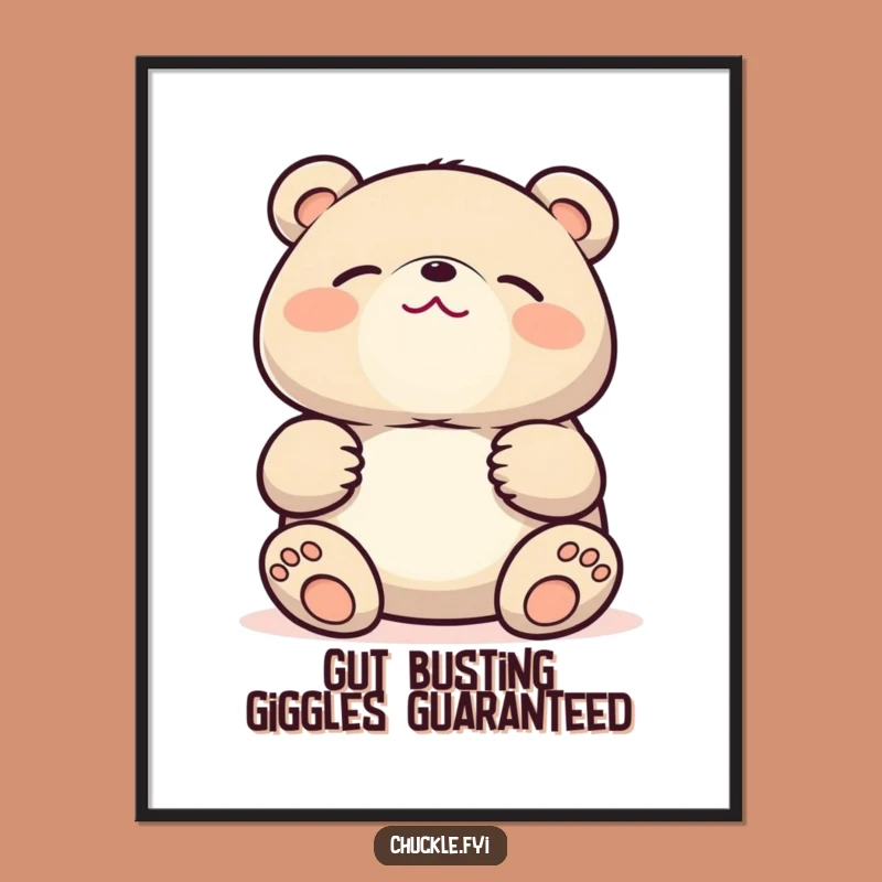 Free Printable Wall Art: Funny Kawaii Bear Laughing Hysterically - Downloadable Decor