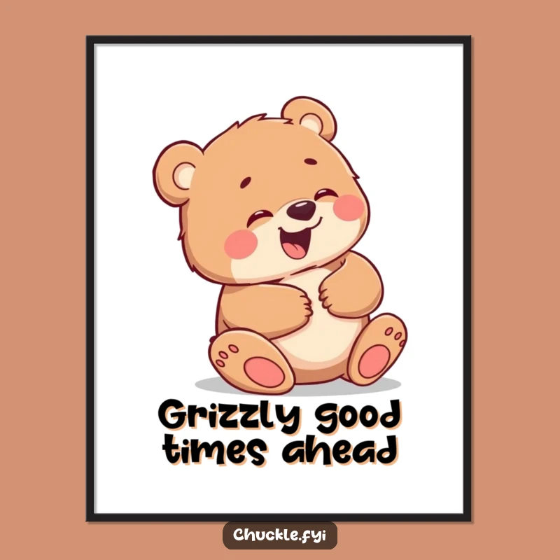 Free Printable Giggling Bear Cub Wall Art - Funny Downloadable Decor