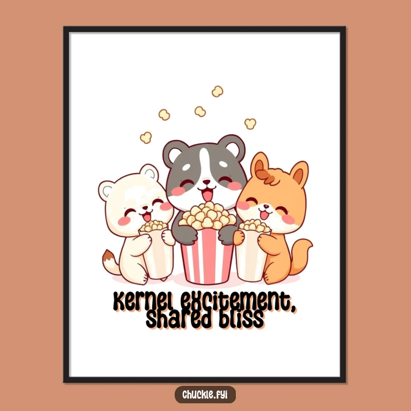 Free Printable Wall Art: Popcorn Pals, Cute Delighted Animals Decor