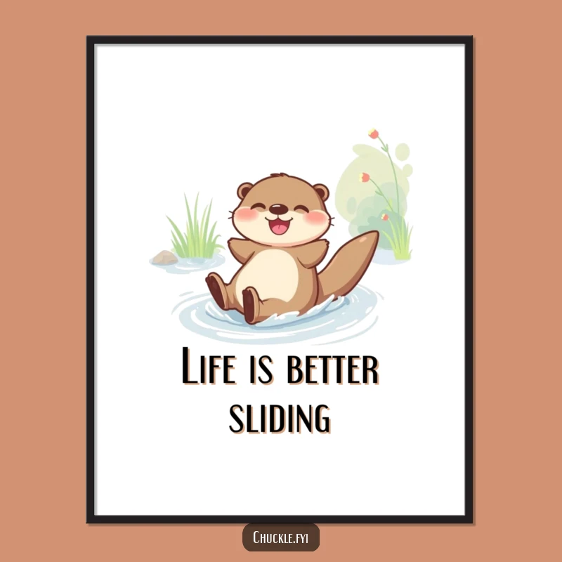 Funny Free Printable Wall Art: Otter River Slide! Quirky Downloadable Decor Gift