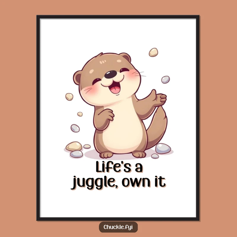 Free Printable Wall Art: Funny Otter Juggling Pebbles, Hilarious Downloadable Art!