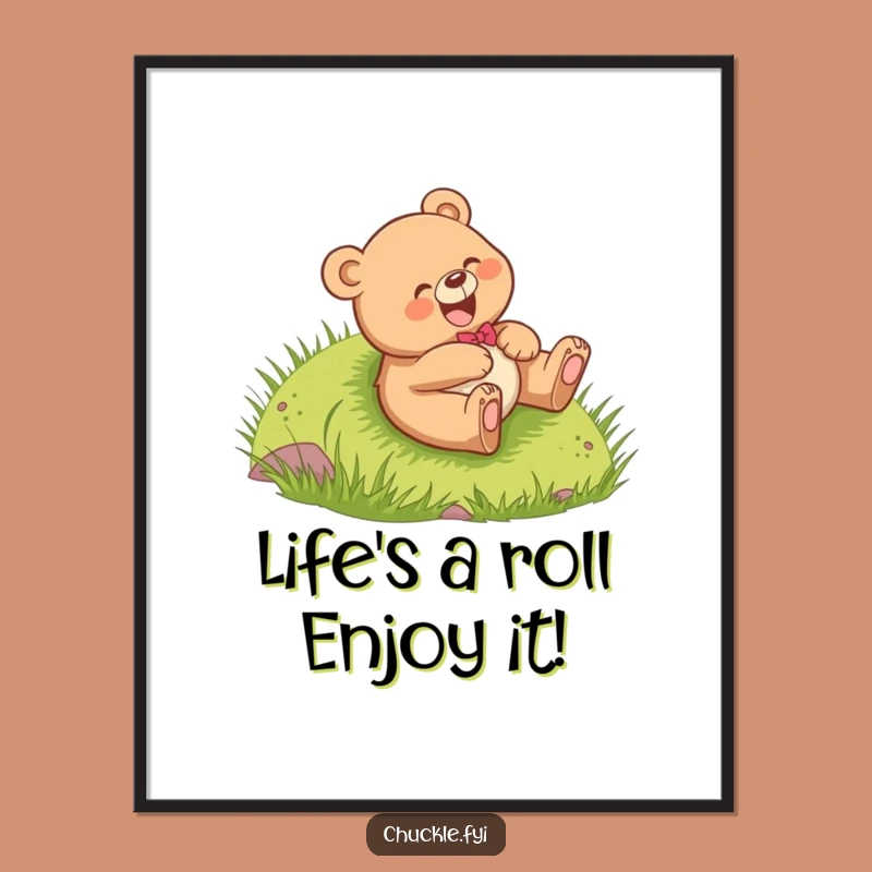 Free Printable Bear Art: Giggling Cub Rolling Hillside Wall Decor!