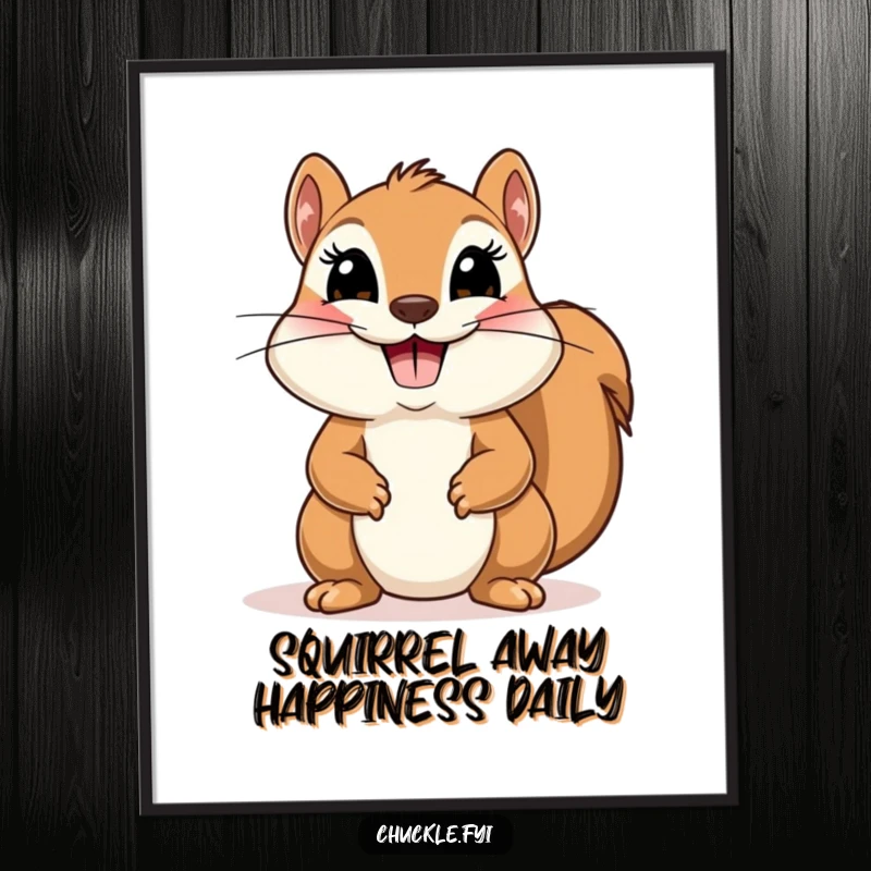 Funny Free Printable Wall Art: A cute squirrel with a huge smile performing a grand, comical, theatrical bow.