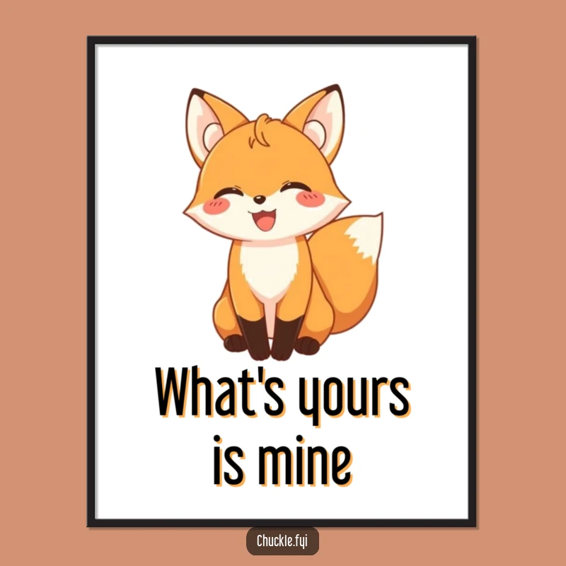 Free Printable Wall Art: Giggling Fox Tail Wagging, Hilarious Downloadable Art!