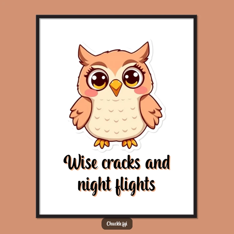 Funny Free Printable Owl Art - Jovial Hooting Owl Downloadable Wall Decor