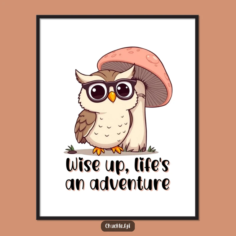 Free Printable Wall Art: Wise Owl & Giant Mushroom, Whimsical Downloadable Decor!