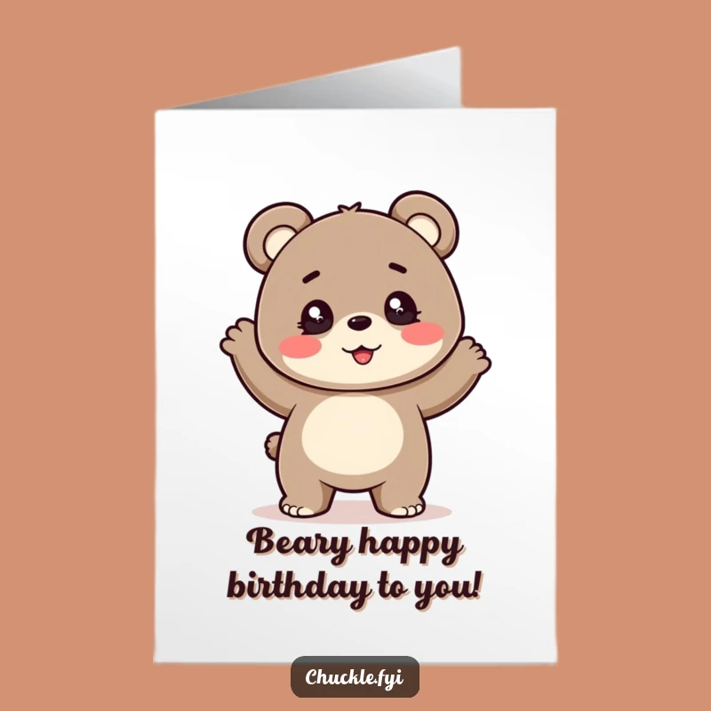 Free Printable Bear Cub Birthday Card - Bouncy, Funny Downloadable Gift for Joy