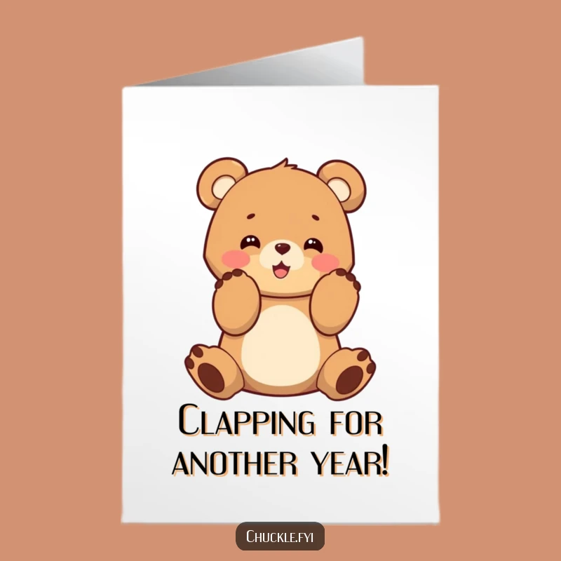 Free Printable Birthday Card: Cheerful Bear Cub Clapping, Hilarious Downloadable Gift!
