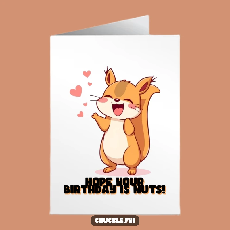 Free Printable Birthday Card: Amused Kawaii Squirrel Jumping - Downloadable Funny Gift