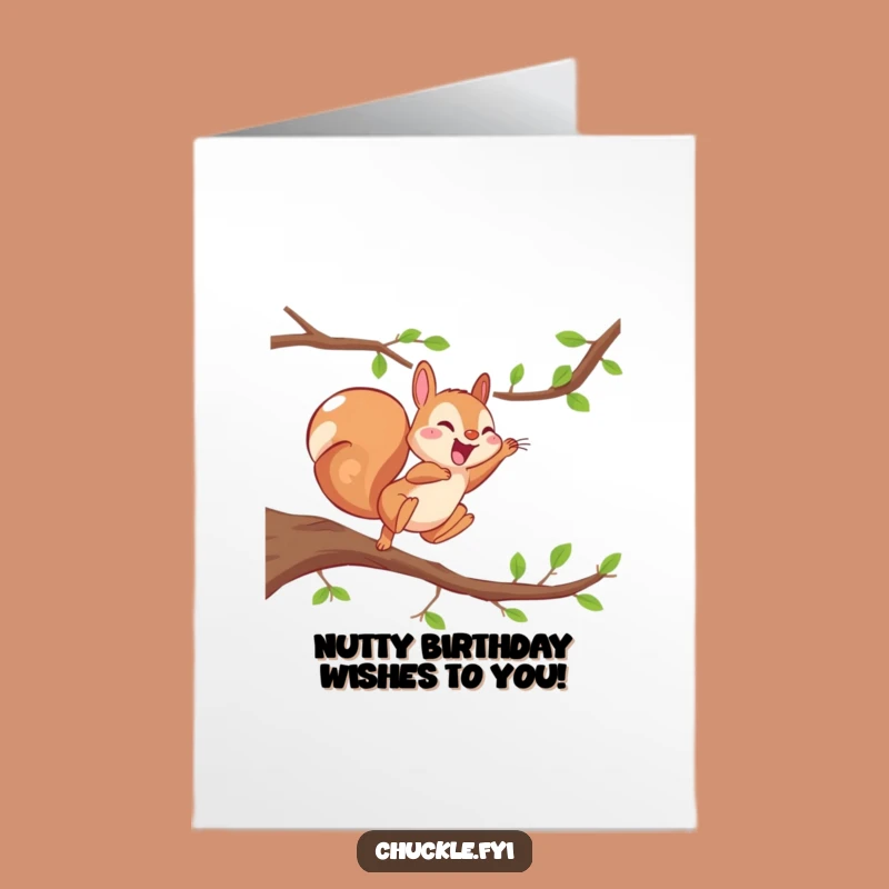Free Printable Funny Birthday Card: Giggling Squirrel, Energetic Downloadable Gift for Fun