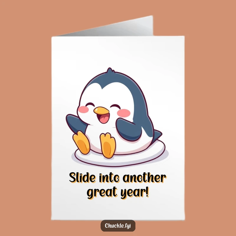 Free Printable Penguin Slide Birthday Card: Hilarious Penguin Downloadable Gift for Laughs!