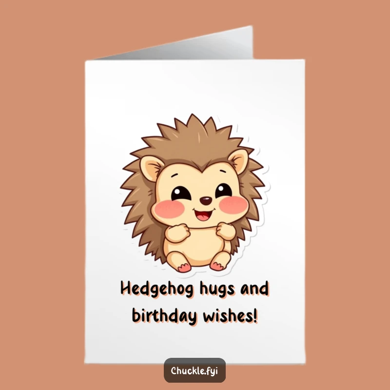 Funny Free Printable Birthday Card: Grinning Hedgehog Cheeky Amusement Downloadable Gift