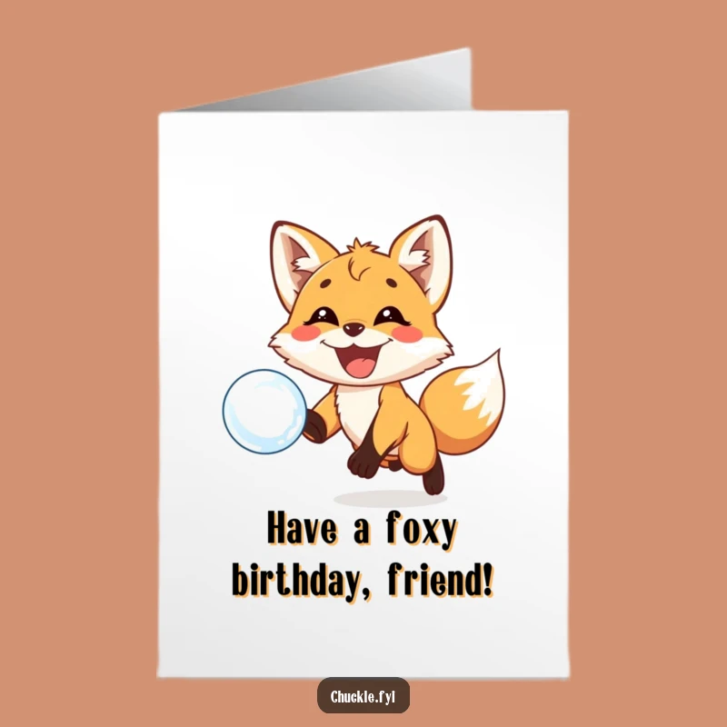 Free Printable Fox Birthday Card - Playful Bubble Chase, Funny Downloadable Gift