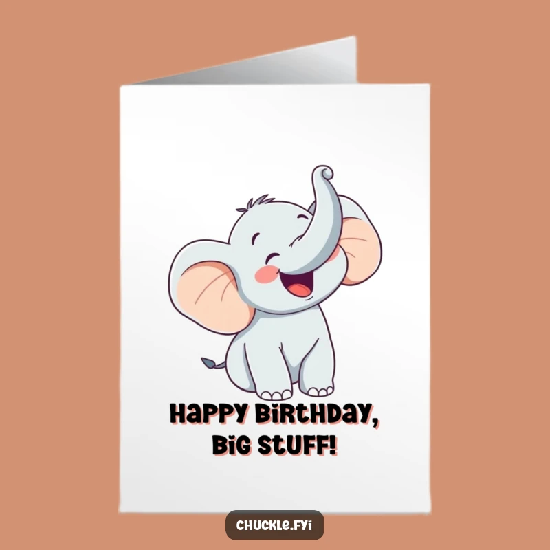 Joyful Elephant Trumpet Birthday Free Printable Card - Downloadable DIY Gift