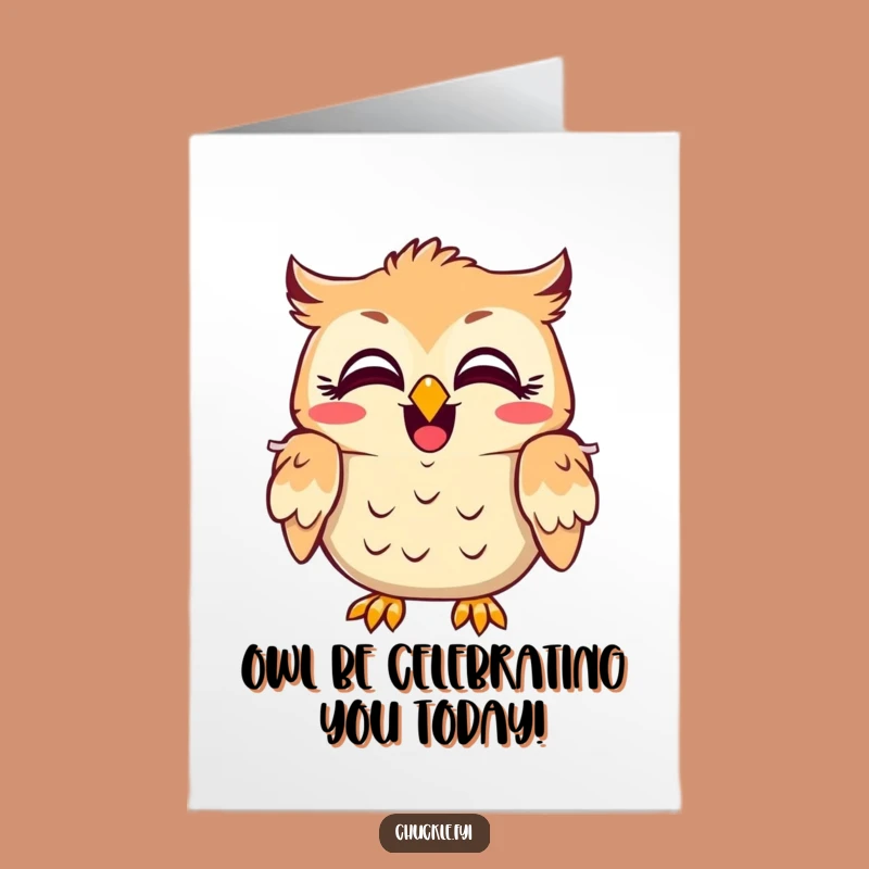 Free Printable Owl Laugh Birthday Card: Amused Owl Downloadable Gift for a Hoot!