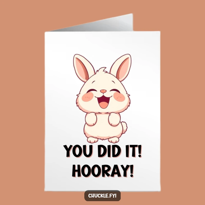 Free Printable Funny Congrats Card: Laughing Bunny, Joyful Downloadable Art for Celebrations