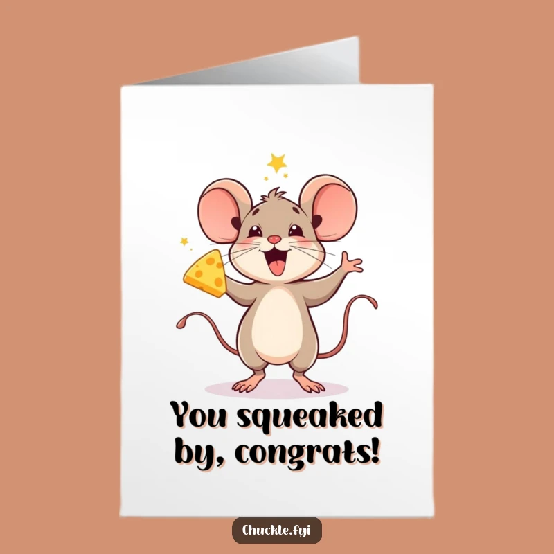 Free Printable Mouse Congrats Card: Jigging Cheesy Funny Downloadable Gift