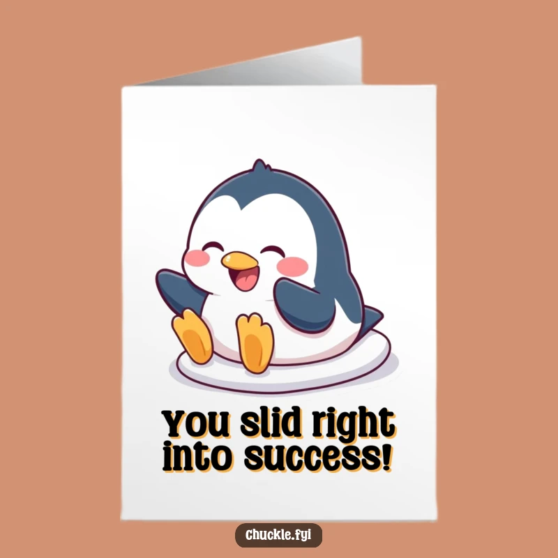 Free Printable Penguin Slide Congratulations Card: Funny Penguin Downloadable for Big Wins!