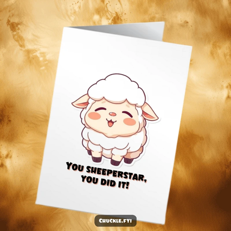 Funny Free Printable Sheep Congrats Card: Sleepy sheep yawning a peaceful, happy smile. A relaxed, downloadable congratulations.