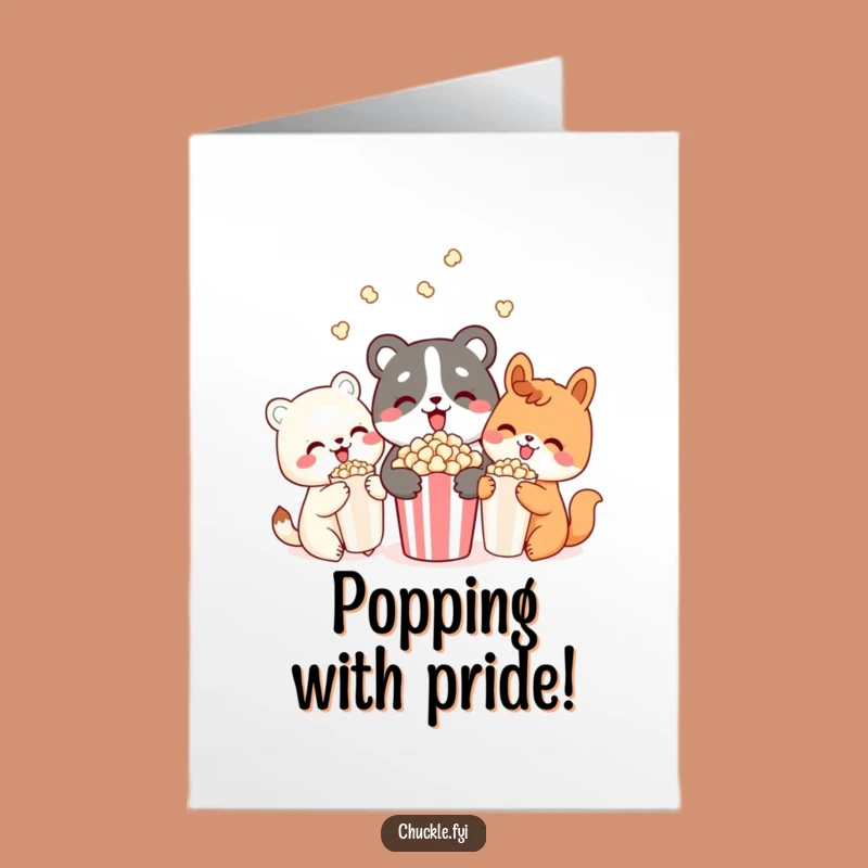 Free Printable Congrats Card: Popcorn Pals, Delighted Animals Downloadable Gift