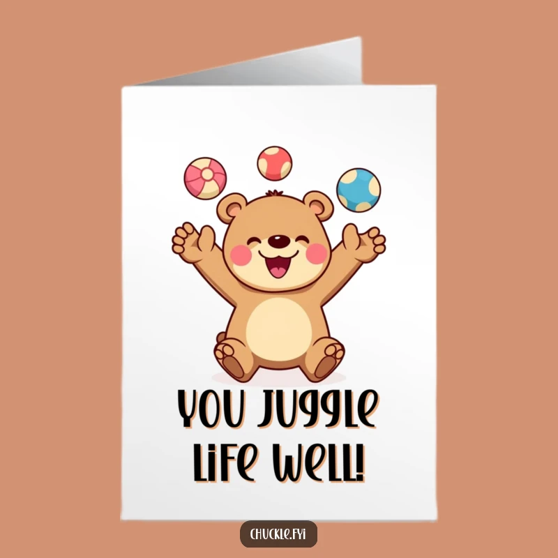 Free Printable Congrats Card: Juggling Bear - Hilarious Colorful Balls Downloadable Gift!