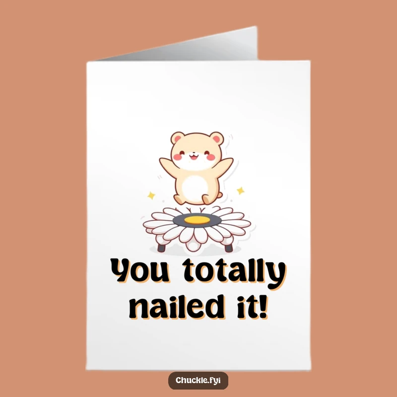 Free Printable Congrats Card: Bouncy Daisy Animal, Funny Celebration Downloadable Gift