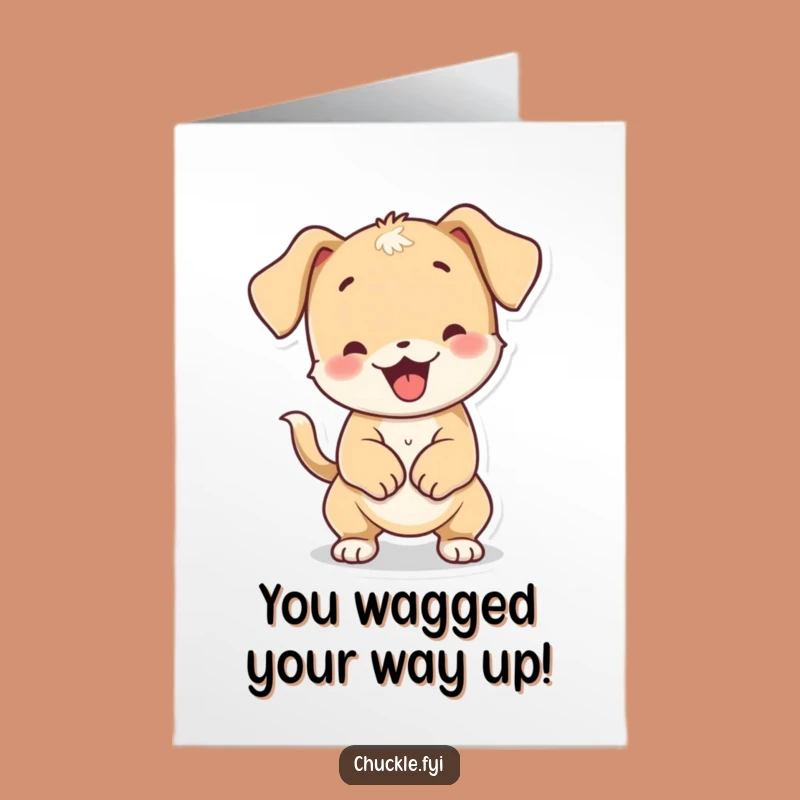 Free Printable Puppy Congrats Card: Funny Wiggling Tail Downloadable Gift for Celebrations