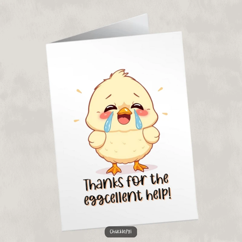 Funny Free Printable Thank You Card: A chick cracking up with tears of joy, great for a DIY downloadable gift.