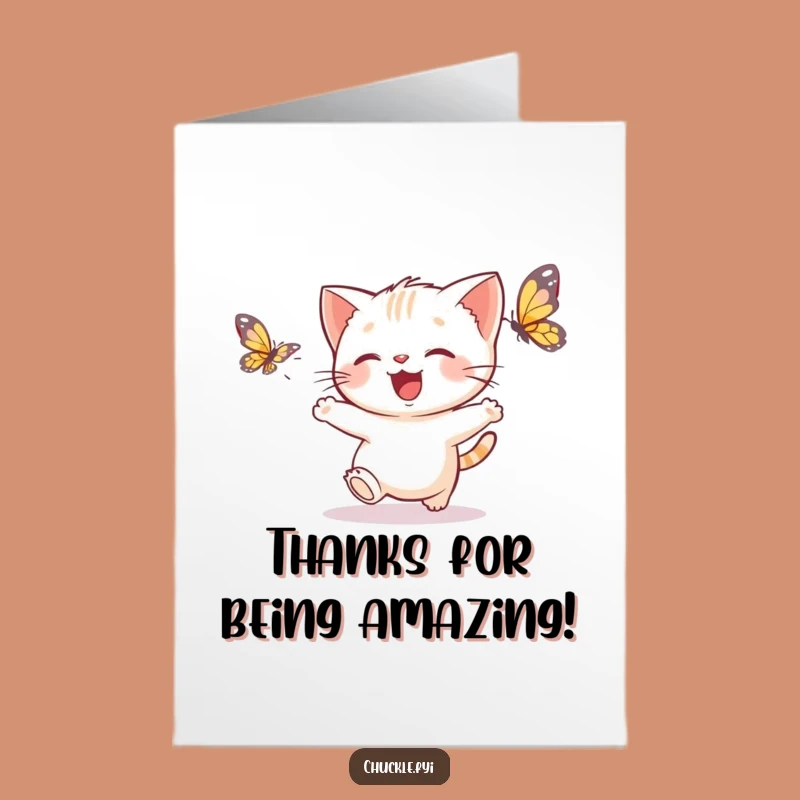 Free Printable Kitten Thank You Card: Cute Cat, Butterfly, Funny Downloadable
