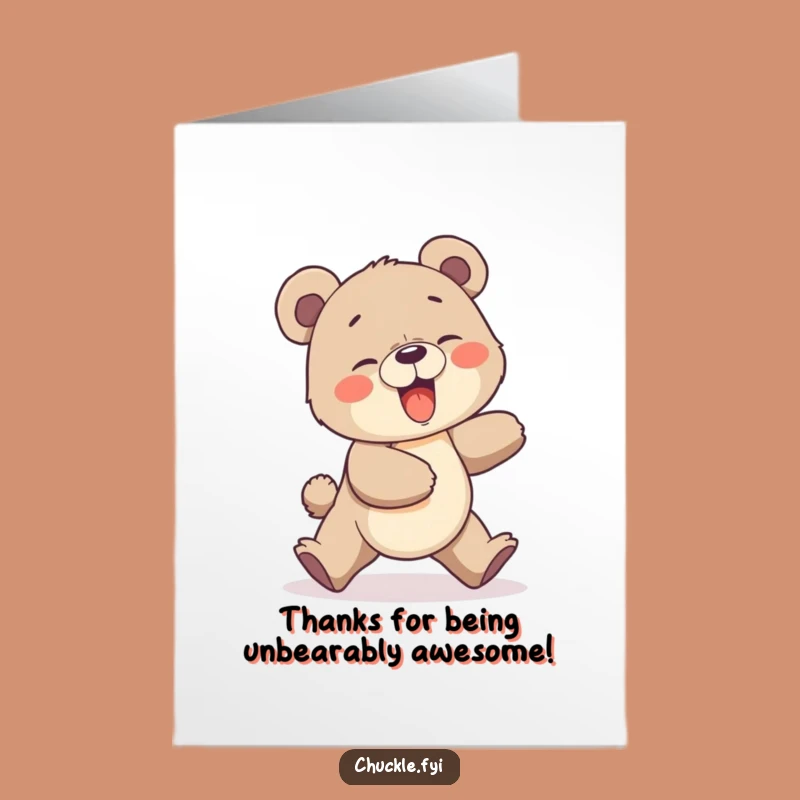 Free Printable Thank You Card: Bear Cub Tail Chase Gratitude, Downloadable Thanks!