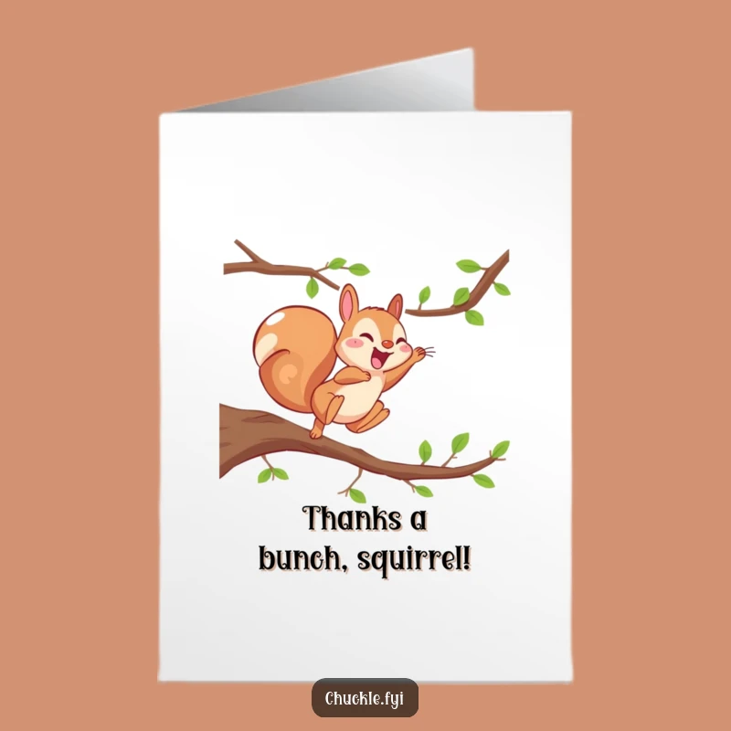 Free Printable Thank You Card: Giggling Squirrel Expressing Thanks, Downloadable Art