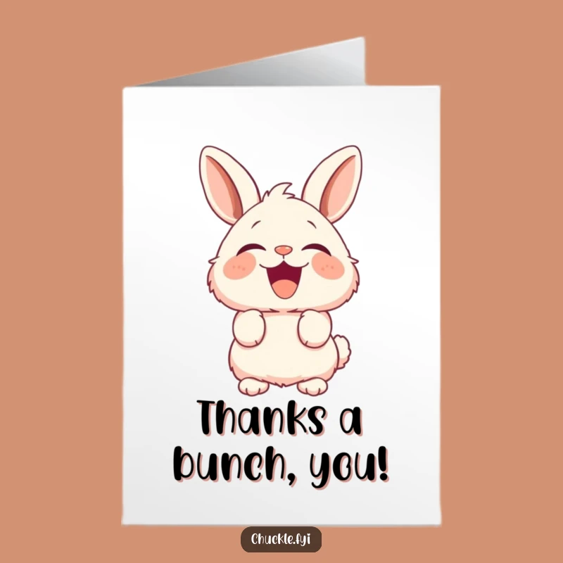 Free Printable Thank You Card: Laughing Bunny Expressing Gratitude, Downloadable Art