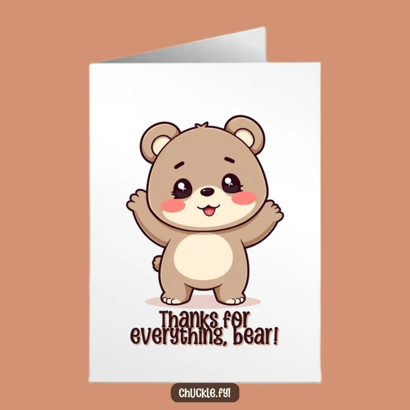 Free Printable Bear Cub Thank You Card - Silly Dance Downloadable Gift of Gratitude
