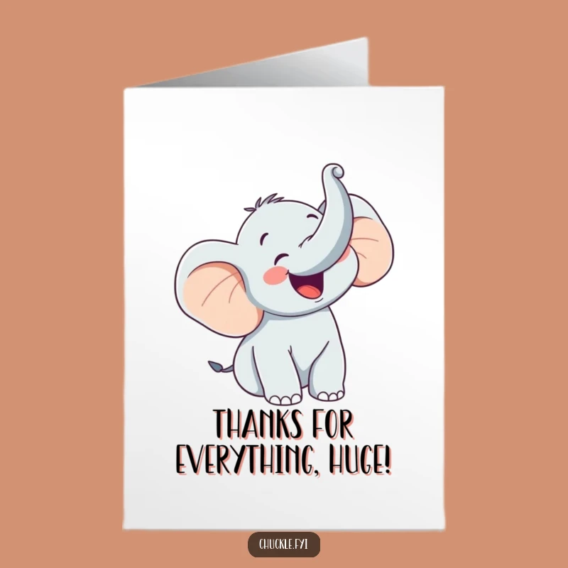 Grateful Elephant Trumpet Free Printable Thank You Card - Downloadable Gift