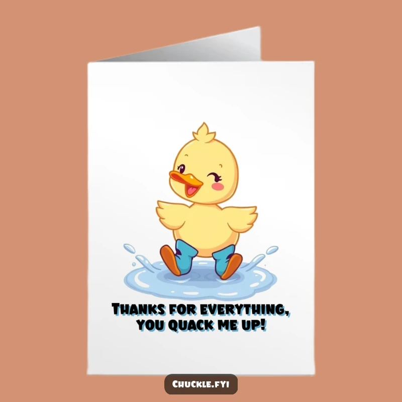Free Printable Thank You Card: Duck Boots Splashing Gratitude, Downloadable Thanks!