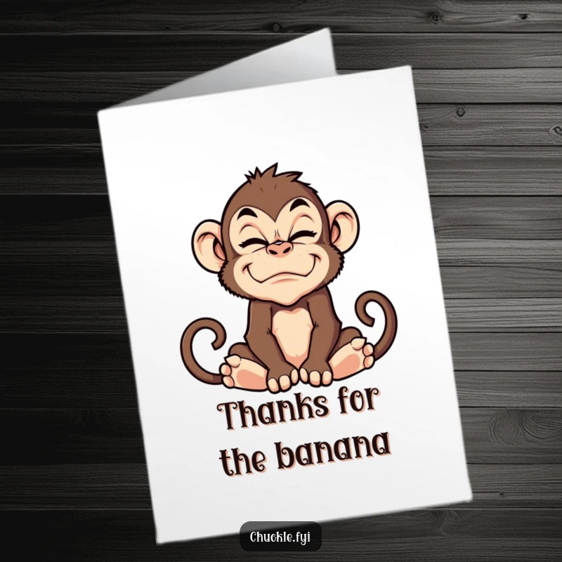 Funny Free Printable Thank You Card: A silly monkey pulls a funny grimace, offering a humorous and memorable way to say thank you.