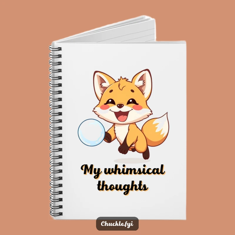 Funny Fox Bubble Notebook - Playful Cub Grin, Chasing Fun, Journal Funny Gift