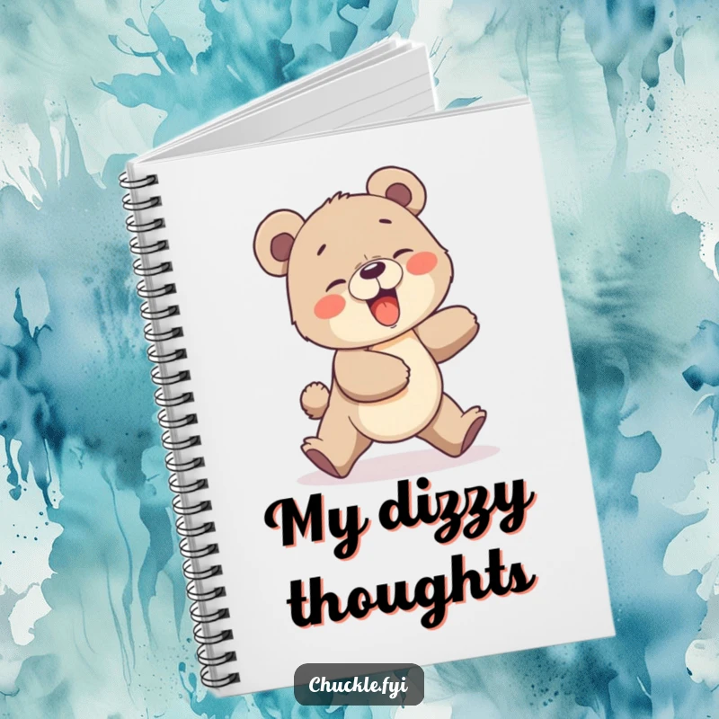 Funny Bear Cub Notebook: A giggling bear cub comically chasing its own tail, ideal for capturing notes with humor.