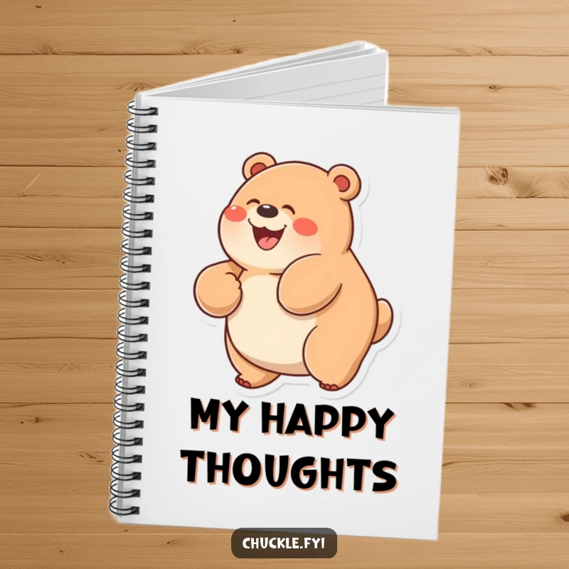 Funny Chubby Bear Notebook featuring a bear with a wide grin, rolling joyfully on its back, ready for notes.