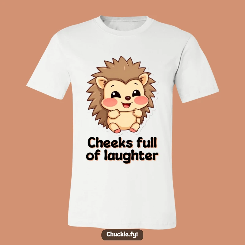 Funny Hedgehog T-Shirt: Amused Puffed Cheeks Grin