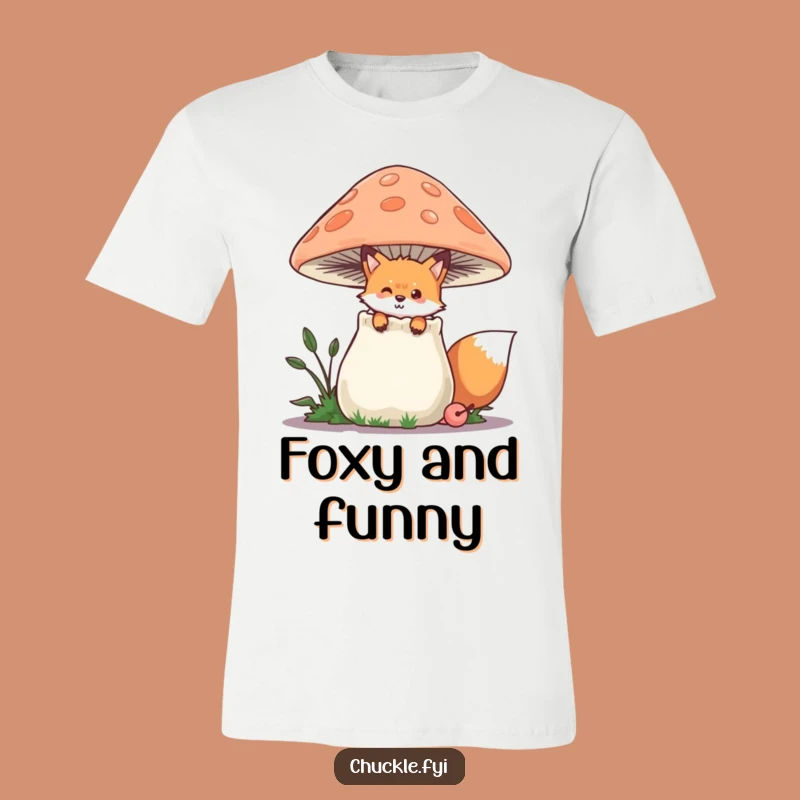 Funny Fox T-Shirt: Playful Peek from Chuckling Mushroom, Cute & Funny Gift